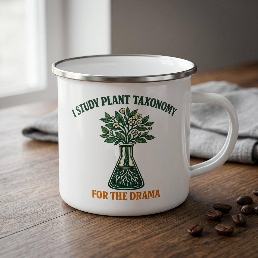 Plant taxonomy enamel mug mockup