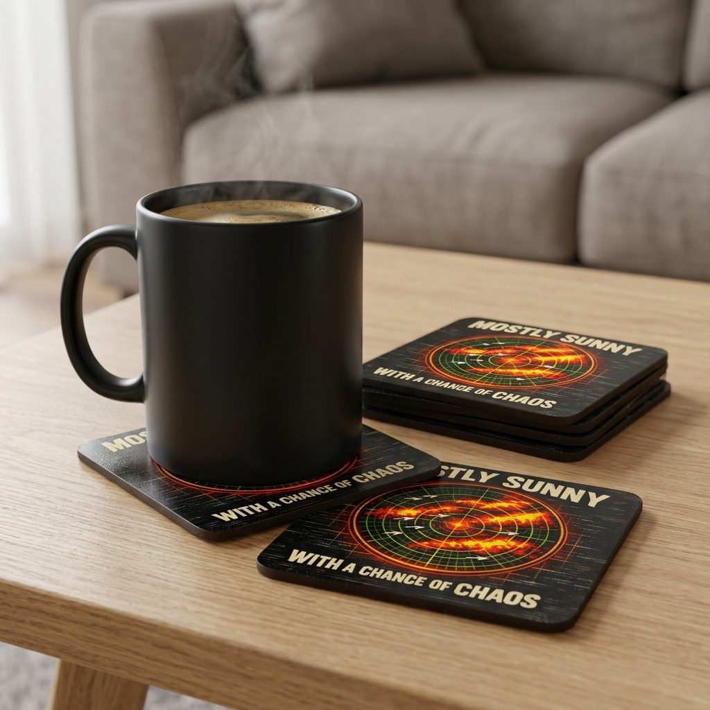 Weather radar coaster set mockup