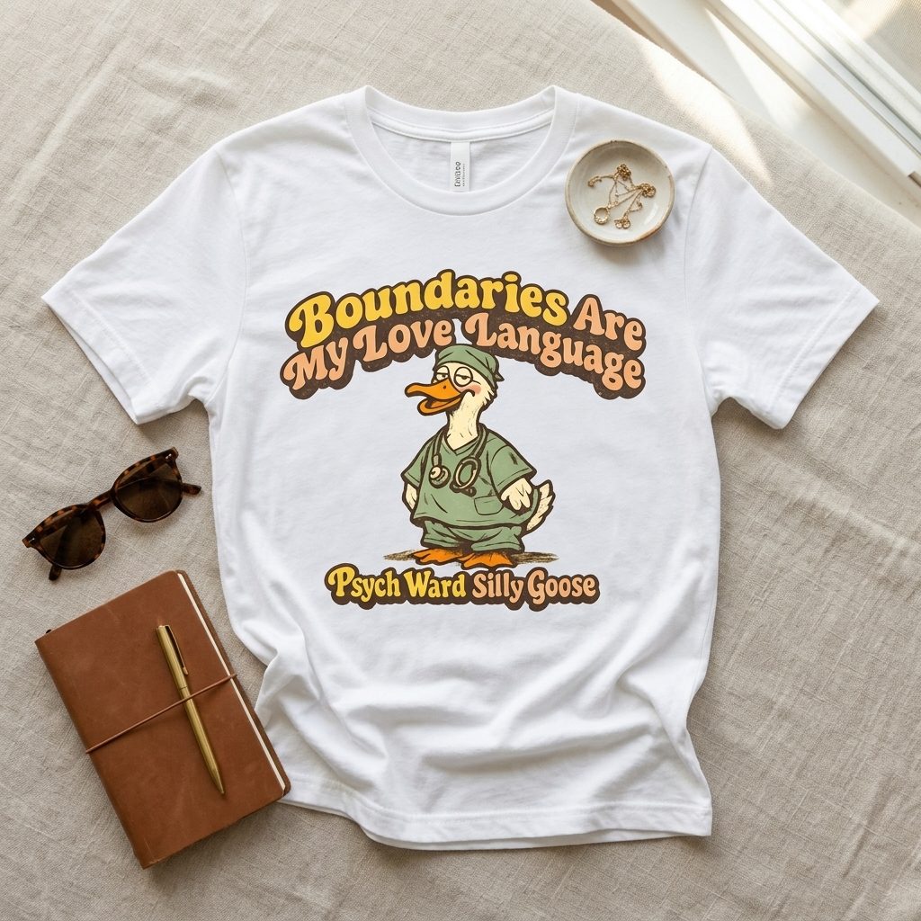 Silly goose psych tee flat lay